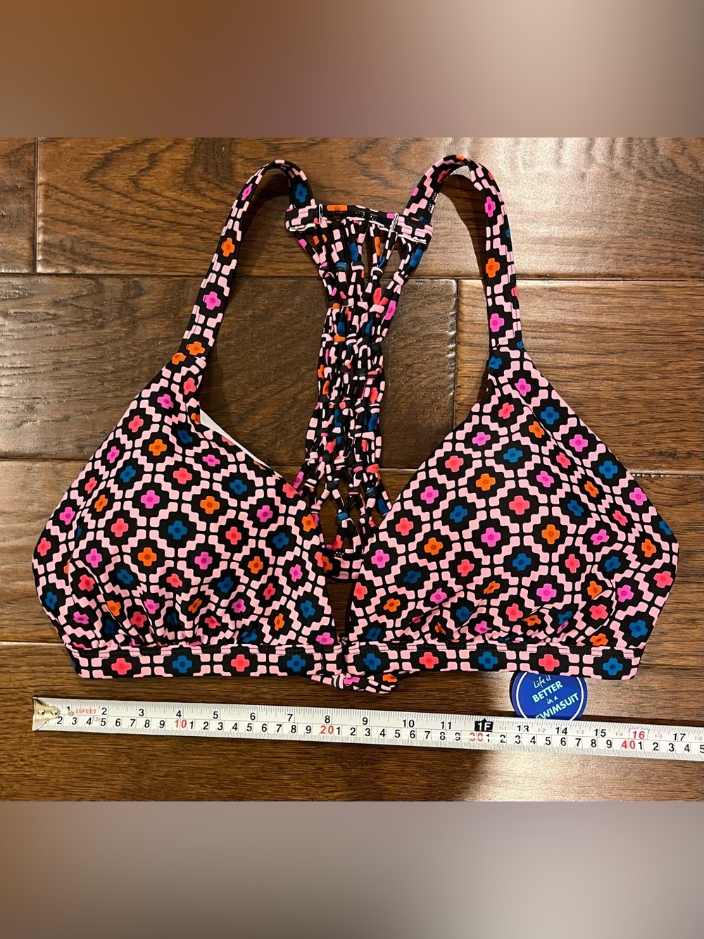 NWT Swimsuits For All Women’s 2 PIECE Pink Geometric Top 18 Bikini Bottoms 16 - Picture 5 of 12